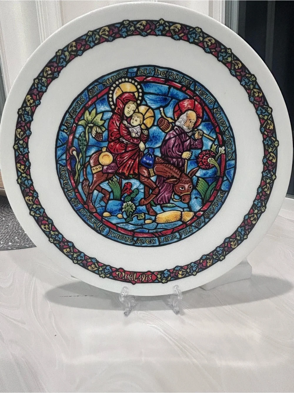 Vintage Limoges Noel Vitrail La Fuite En Egypt Decorative Collectors Plate